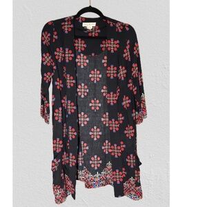 Floral black and red kimono